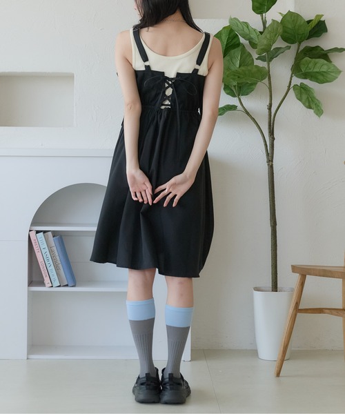 kutir（クティール）の「ドロストリボンミニジャンパースカート/キャミワンピース（ジャンパースカート・レディース・ブラウン/ブラック/アイボリー・FREE）」の8枚目の写真