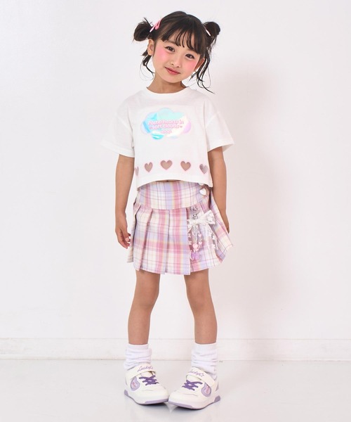 ANAP kids（アナップキッズ）の「ハートアキ ホログラム ワッペン クロップド Tシャツ（Tシャツ/カットソー・キッズ・ラベンダー/ライトブルー/ホワイト・110/120/130）」の8枚目の写真