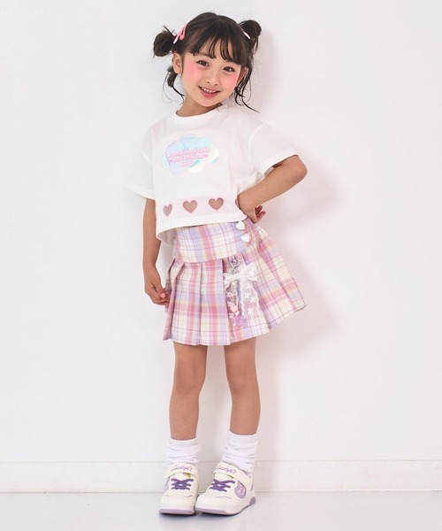 ANAP kids（アナップキッズ）の「ハートアキ ホログラム ワッペン クロップド Tシャツ（Tシャツ/カットソー・キッズ・ラベンダー/ライトブルー/ホワイト・110/120/130）」の9枚目の写真