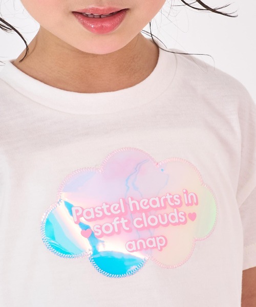 ANAP kids（アナップキッズ）の「ハートアキ ホログラム ワッペン クロップド Tシャツ（Tシャツ/カットソー・キッズ・ラベンダー/ライトブルー/ホワイト・110/120/130）」の10枚目の写真
