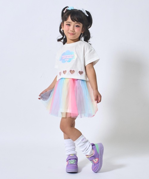 ANAP kids（アナップキッズ）の「ハートアキ ホログラム ワッペン クロップド Tシャツ（Tシャツ/カットソー・キッズ・ラベンダー/ライトブルー/ホワイト・110/120/130）」の15枚目の写真