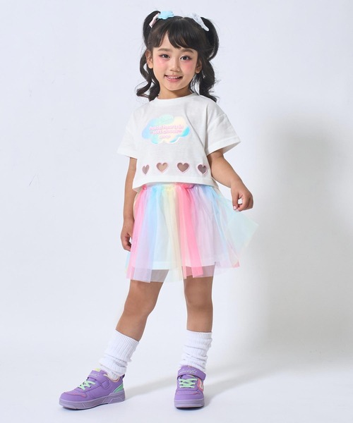 ANAP kids（アナップキッズ）の「ハートアキ ホログラム ワッペン クロップド Tシャツ（Tシャツ/カットソー・キッズ・ラベンダー/ライトブルー/ホワイト・110/120/130）」の16枚目の写真