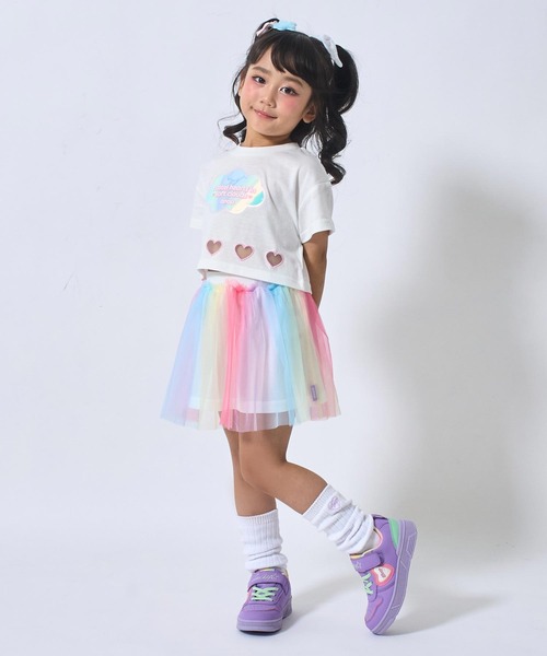 ANAP kids（アナップキッズ）の「ハートアキ ホログラム ワッペン クロップド Tシャツ（Tシャツ/カットソー・キッズ・ラベンダー/ライトブルー/ホワイト・110/120/130）」の17枚目の写真