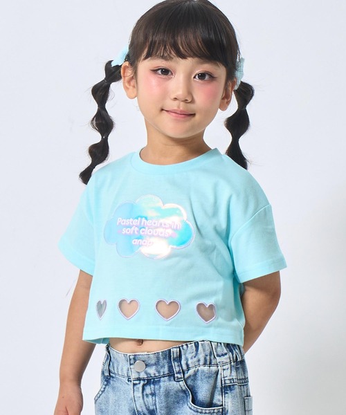 ANAP kids（アナップキッズ）の「ハートアキ ホログラム ワッペン クロップド Tシャツ（Tシャツ/カットソー・キッズ・ラベンダー/ライトブルー/ホワイト・110/120/130）」の19枚目の写真