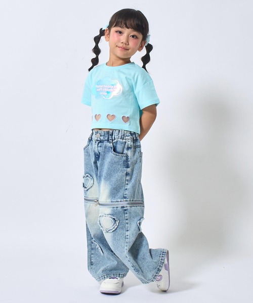 ANAP kids（アナップキッズ）の「ハートアキ ホログラム ワッペン クロップド Tシャツ（Tシャツ/カットソー・キッズ・ラベンダー/ライトブルー/ホワイト・110/120/130）」の21枚目の写真