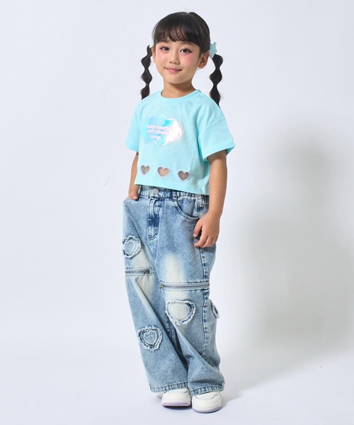 ANAP kids（アナップキッズ）の「ハートアキ ホログラム ワッペン クロップド Tシャツ（Tシャツ/カットソー・キッズ・ラベンダー/ライトブルー/ホワイト・110/120/130）」の22枚目の写真