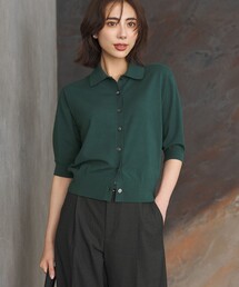 レーヨンポリエステルストレッチ Vネック カーディガン（カーディガン