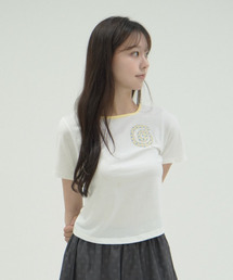 UPDRAFT（アップドラフト）の「SPIRAL APPLIQUE SLIM T-SHIRTS [WHITE/YELLOW]（Tシャツ/カットソー）」