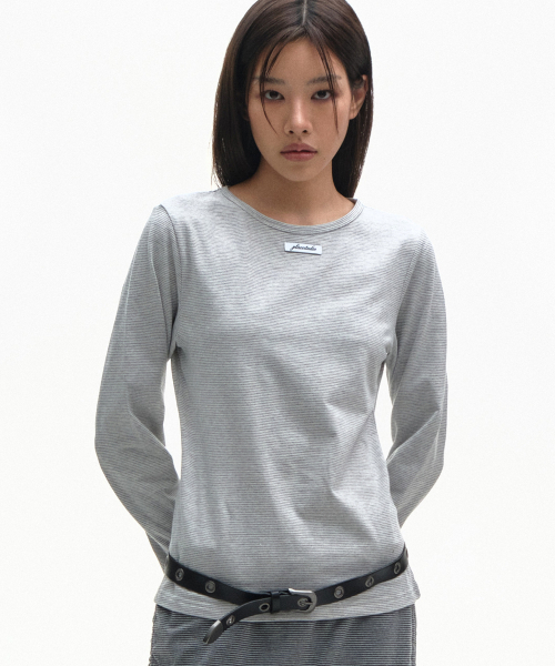 PLACE STUDIO(プレイススタジオ)の「ベーシックボーダーアウトラベルソフトロングスリーブウィメンズTシャツ_3COLOR(Tシャツ/カットソー・レディース・ブラウン/グレー/ブラック・FREE)」の4枚目の写真