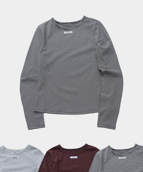 PLACE STUDIO(プレイススタジオ)の「ベーシックボーダーアウトラベルソフトロングスリーブウィメンズTシャツ_3COLOR(Tシャツ/カットソー・レディース・ブラウン/グレー/ブラック・FREE)」の6枚目の写真