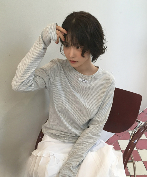 PLACE STUDIO(プレイススタジオ)の「ベーシックボーダーアウトラベルソフトロングスリーブウィメンズTシャツ_3COLOR(Tシャツ/カットソー・レディース・ブラウン/グレー/ブラック・FREE)」の10枚目の写真