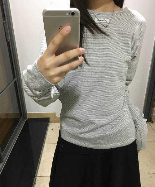 PLACE STUDIO(プレイススタジオ)の「ベーシックボーダーアウトラベルソフトロングスリーブウィメンズTシャツ_3COLOR(Tシャツ/カットソー・レディース・ブラウン/グレー/ブラック・FREE)」の14枚目の写真