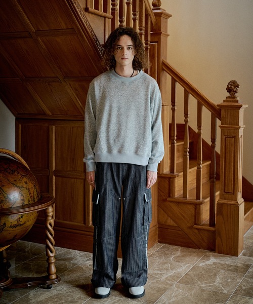 CASPER JOHN(キャスパージョン)の「Herringbone denim double knee cargo pants/ヘリンボーンデニムダブルニーカーゴパンツ(カーゴパンツ・メンズ・ネイビー/ホワイト・MEDIUM/X-SMALL/LARGE/SMALL)」の6枚目の写真