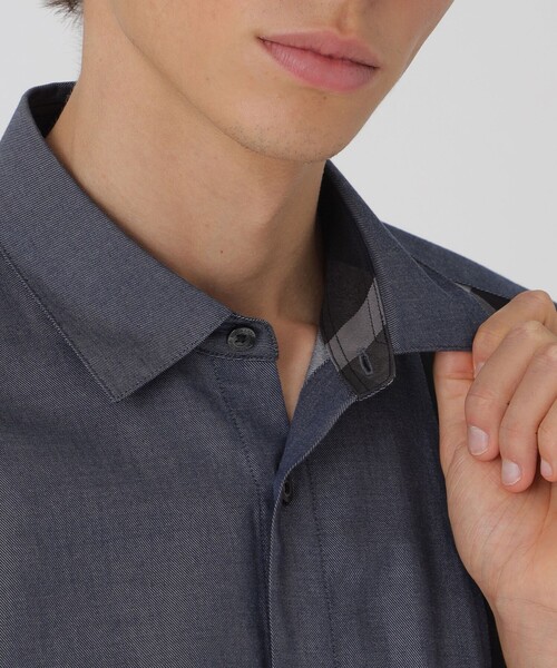 BLACK LABEL CRESTBRIDGE(ブラックレーベル・クレストブリッジ)の「【一部店舗限定】ストライプパッチワークハーフスリーブシャツ(シャツ/ブラウス・メンズ・ネイビー/ブルー系その他4・M/L)」の11枚目の写真