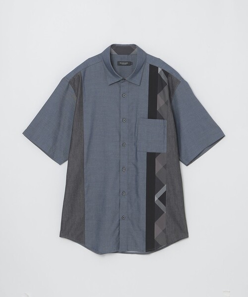 BLACK LABEL CRESTBRIDGE(ブラックレーベル・クレストブリッジ)の「【一部店舗限定】ストライプパッチワークハーフスリーブシャツ(シャツ/ブラウス・メンズ・ネイビー/ブルー系その他4・M/L)」の12枚目の写真
