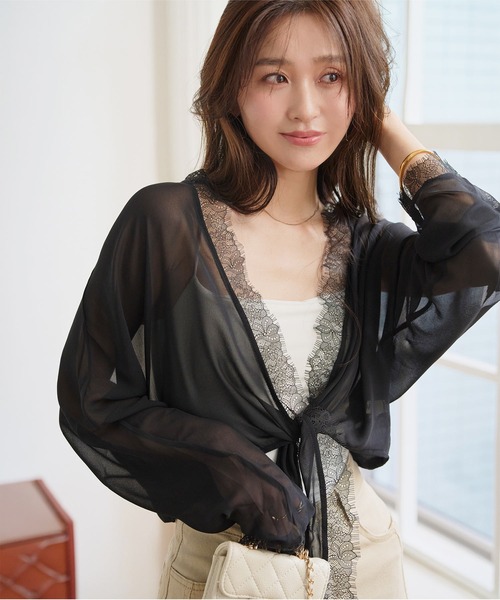 KOBE LETTUCE(コウベレタス)の「シアードルマンレースカーディガン(カーディガン/ボレロ・レディース・ホワイト/ブラック・M)」の9枚目の写真