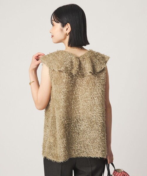 green label relaxing(グリーンレーベルリラクシング)の「シアー ジャガード ノースリーブ ブラウス(シャツ/ブラウス・レディース・ベージュ/ブラック・FREE)」の4枚目の写真
