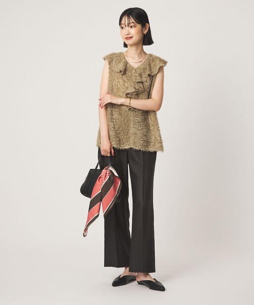 green label relaxing(グリーンレーベルリラクシング)の「シアー ジャガード ノースリーブ ブラウス(シャツ/ブラウス・レディース・ベージュ/ブラック・FREE)」の5枚目の写真