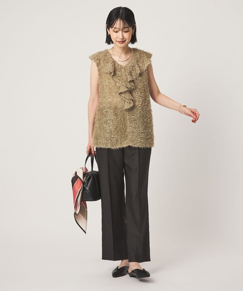 green label relaxing(グリーンレーベルリラクシング)の「シアー ジャガード ノースリーブ ブラウス(シャツ/ブラウス・レディース・ベージュ/ブラック・FREE)」の6枚目の写真