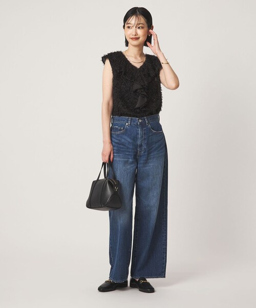 green label relaxing(グリーンレーベルリラクシング)の「シアー ジャガード ノースリーブ ブラウス(シャツ/ブラウス・レディース・ベージュ/ブラック・FREE)」の9枚目の写真