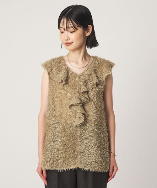 green label relaxing(グリーンレーベルリラクシング)の「シアー ジャガード ノースリーブ ブラウス(シャツ/ブラウス・レディース・ベージュ/ブラック・FREE)」の10枚目の写真
