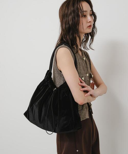 SENSE OF PLACE by URBAN RESEARCH（センスオブプレイスバイアーバンリサーチ）の「ベロアギャザーバッグ（トートバッグ・レディース・アイボリー/ブラック/キャメル・ONE）」の19枚目の写真
