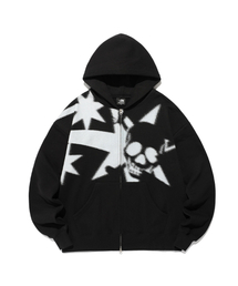 SPRAY SKULL 3STAR HOODIE ZIP UP_BLACK(NG2EFUM485A)