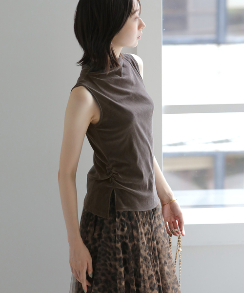 La TOTALITE(ラトータリテ)の「【洗える】チュールフロッキーハイネックカット(Tシャツ/カットソー・レディース・グレー/ブルー/バーガンディー・FREE)」の8枚目の写真