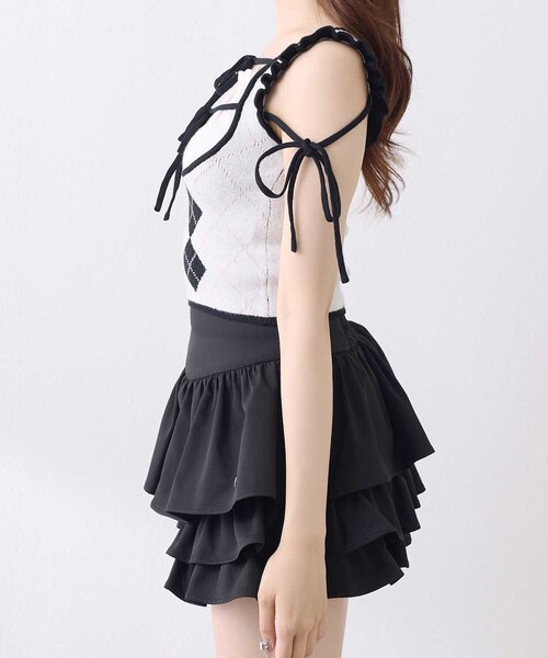 OLIVE des OLIVE(オリーブデオリーブ)の「【Belle Charme】Argyle Ribbon Knit Tank(ニット/セーター・レディース・トップグレー/ピンク/オフホワイト・FREE)」の6枚目の写真
