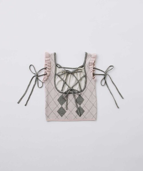 OLIVE des OLIVE(オリーブデオリーブ)の「【Belle Charme】Argyle Ribbon Knit Tank(ニット/セーター・レディース・トップグレー/ピンク/オフホワイト・FREE)」の15枚目の写真