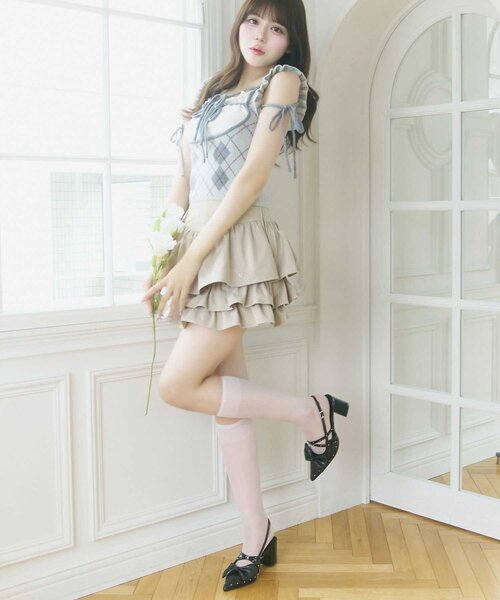 OLIVE des OLIVE(オリーブデオリーブ)の「【Belle Charme】Argyle Ribbon Knit Tank(ニット/セーター・レディース・トップグレー/ピンク/オフホワイト・FREE)」の17枚目の写真