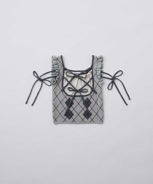OLIVE des OLIVE(オリーブデオリーブ)の「【Belle Charme】Argyle Ribbon Knit Tank(ニット/セーター・レディース・トップグレー/ピンク/オフホワイト・FREE)」の19枚目の写真