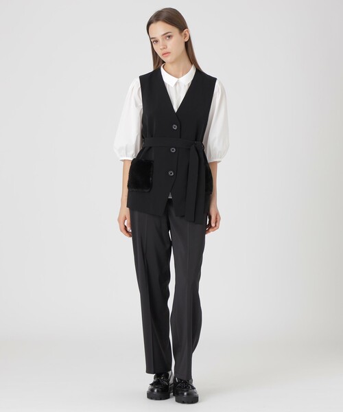 BLUE LABEL CRESTBRIDGE(ブルーレーベルクレストブリッジ)の「ファーポケットジレ(ブルゾン・レディース・ベージュ系その他4/ブラック・38/36)」の14枚目の写真