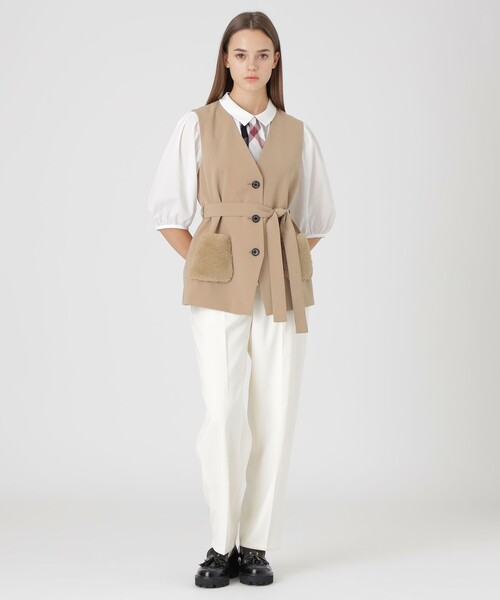 BLUE LABEL CRESTBRIDGE(ブルーレーベルクレストブリッジ)の「ファーポケットジレ(ブルゾン・レディース・ベージュ系その他4/ブラック・38/36)」の11枚目の写真