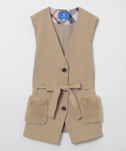 BLUE LABEL CRESTBRIDGE(ブルーレーベルクレストブリッジ)の「ファーポケットジレ(ブルゾン・レディース・ベージュ系その他4/ブラック・38/36)」の6枚目の写真