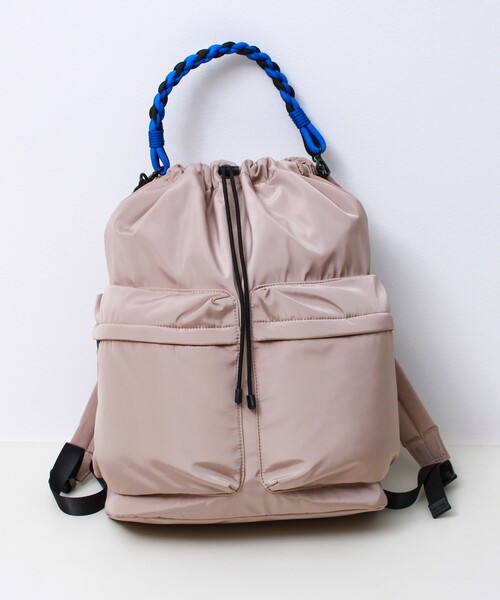 SML(エスエムエル)の「【SML/エスエムエル】BRAID PURSE PACK 巾着リュック 2WAY 撥水(バックパック/リュック・メンズ・ベージュ・FREE)」の1枚目の写真