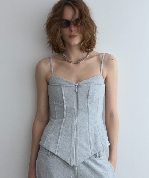 JOSE MOON(ジョゼムーン)の「LAYERED DETAIL SWEAT BUSTIER/レイヤードディティールスウェットビスチェ(その他トップス・レディース・グレー/チャコールグレー・38/36)」の3枚目の写真