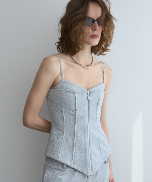 JOSE MOON(ジョゼムーン)の「LAYERED DETAIL SWEAT BUSTIER/レイヤードディティールスウェットビスチェ(その他トップス・レディース・グレー/チャコールグレー・38/36)」の4枚目の写真