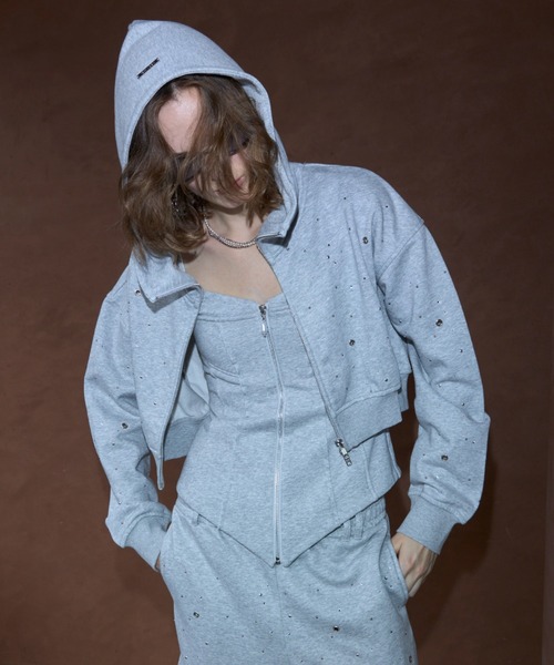 JOSE MOON(ジョゼムーン)の「LAYERED DETAIL SWEAT BUSTIER/レイヤードディティールスウェットビスチェ(その他トップス・レディース・グレー/チャコールグレー・38/36)」の12枚目の写真