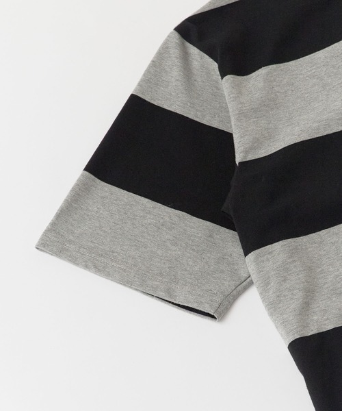 OK YESTERDAY(オッケーイエスタデイ)の「OK YESTERDAY / オーケー イエスタデイ ワイドボーダーTシャツ / Wide-Striped T-Shirt(Tシャツ/カットソー・メンズ・ブラック×グレー/ホワイト×ネイビー/ホワイト×ブラック・L/M)」の4枚目の写真
