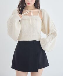 【セットアイテム】ファー付きケーブルニットSET