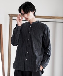 kuros' | 【kuros’オリジナル】ドビーチェックバンドカラーシャツ UNISEX(シャツ/ブラウス)