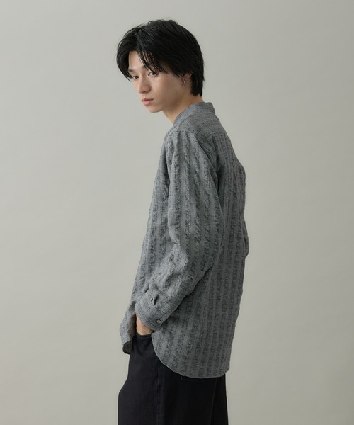 kuros'（クロス）の「【kuros’オリジナル】ドビーチェックバンドカラーシャツ UNISEX（シャツ/ブラウス・レディース・ブラック/グレー・X-LARGE/LARGE/SMALL/MEDIUM）」の10枚目の写真
