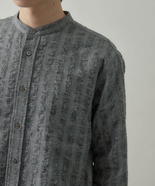 kuros'（クロス）の「【kuros’オリジナル】ドビーチェックバンドカラーシャツ UNISEX（シャツ/ブラウス・レディース・ブラック/グレー・X-LARGE/LARGE/SMALL/MEDIUM）」の16枚目の写真