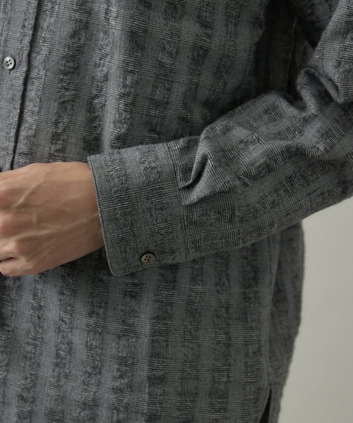 kuros'（クロス）の「【kuros’オリジナル】ドビーチェックバンドカラーシャツ UNISEX（シャツ/ブラウス・レディース・ブラック/グレー・X-LARGE/LARGE/SMALL/MEDIUM）」の18枚目の写真