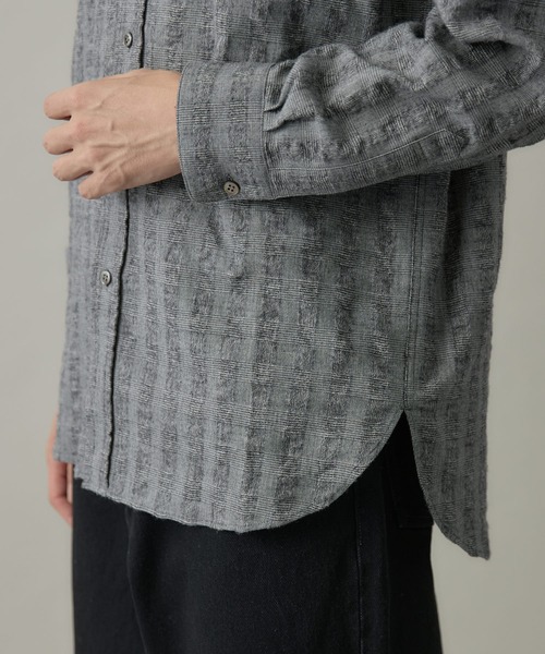 kuros'（クロス）の「【kuros’オリジナル】ドビーチェックバンドカラーシャツ UNISEX（シャツ/ブラウス・レディース・ブラック/グレー・X-LARGE/LARGE/SMALL/MEDIUM）」の19枚目の写真