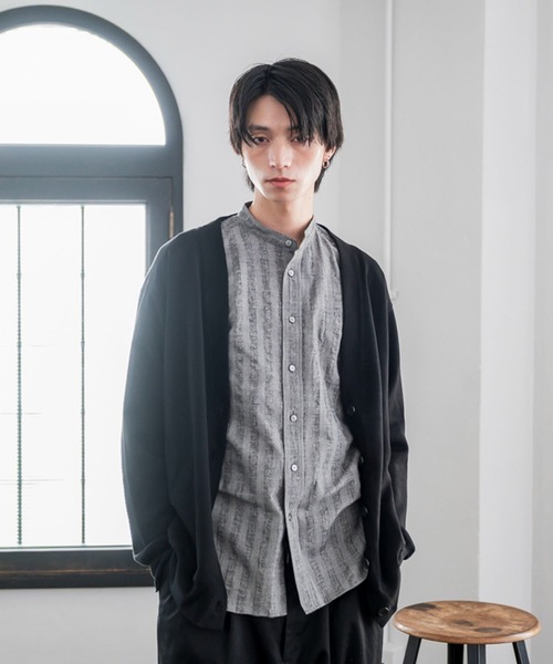 kuros'（クロス）の「【kuros’オリジナル】ドビーチェックバンドカラーシャツ UNISEX（シャツ/ブラウス・レディース・ブラック/グレー・X-LARGE/LARGE/SMALL/MEDIUM）」の14枚目の写真