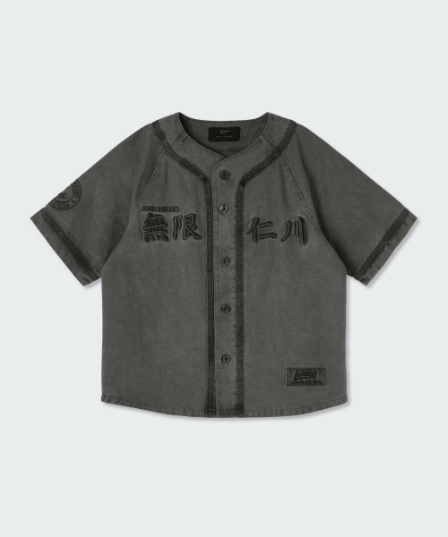 MUSINSA STANDARD KIDS（ムシンサスタンダードキッズ）の「[SSGランダースコラボ] ピグメントダイベースボールシャツ [チャコールグレー]（その他トップス・レディース・その他・130/120/150/140）」の3枚目の写真