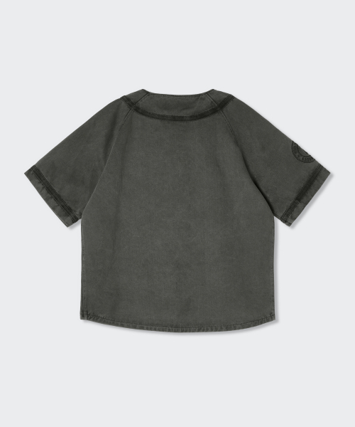 MUSINSA STANDARD KIDS（ムシンサスタンダードキッズ）の「[SSGランダースコラボ] ピグメントダイベースボールシャツ [チャコールグレー]（その他トップス・レディース・その他・130/120/150/140）」の4枚目の写真