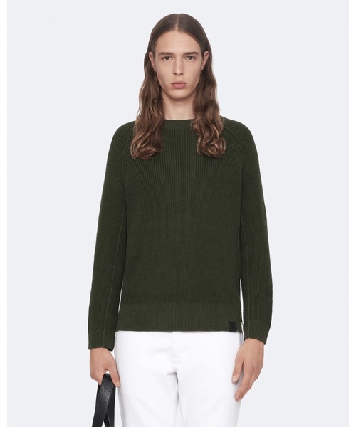 ALLSAINTS(オールセインツ)の「KIT ACID-WASHED COTTON CREW-NECK JUMPER | KIT アシッドウォッシュ コットン クルーネック ニット・セーター(ニット/セーター・メンズ・グリーン系その他・S/M/L/XS)」の1枚目の写真